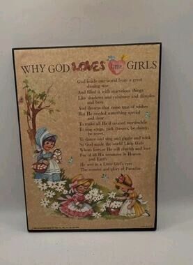 Vintage “Why God Loves Little Girls” Wall Plaque – Retro Girls Room Decor